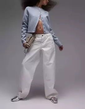 Джинсы Topshop костяно-белого цвета с ремешком с пряжкой сзади