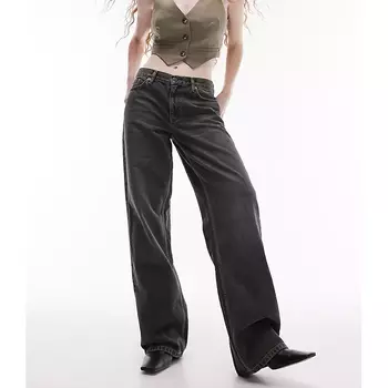 Джинсы Topshop Low Rise Loose, темно-зеленый