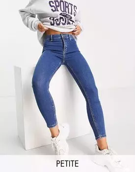 Джинсы Topshop Petite с высокой посадкой и средней посадкой синего цвета Joni