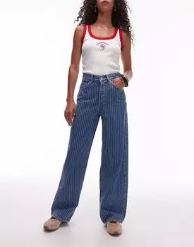 Джинсы Topshop свободного кроя прямого покроя со средней посадкой в синюю полоску