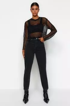 Джинсы Trendyol с высокой талией, черный