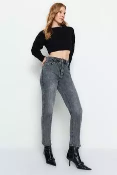 Джинсы Trendyol с высокой талией, серый