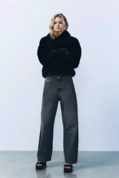 Джинсы TRF baggy balloon со средней посадкой ZARA, сине-серый