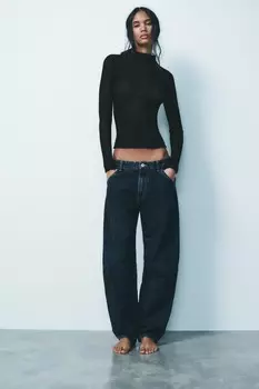 Джинсы trf balloon со средней посадкой ZARA, темный индиго