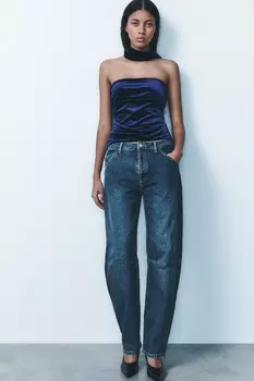 Джинсы trf balloon со средней посадкой ZARA, темно-синий