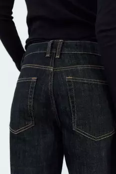 Джинсы trf прямые комфортные с высокой талией ZARA, темный индиго