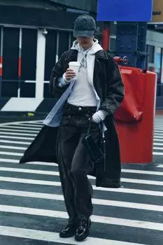 Джинсы trf с широкой посадкой и двойной посадкой ZARA, черный