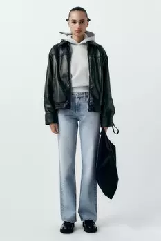 Джинсы trf с широкой посадкой и средней посадкой ZARA, светло-синий