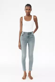 Джинсы trf sculpt sculpt с высокой талией ZARA, сине-серый