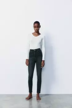 Джинсы trf sculpt sculpt с высокой талией ZARA, черный