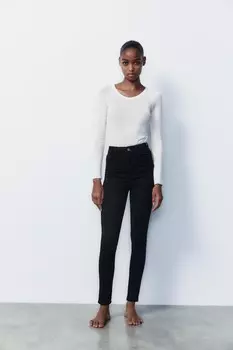 Джинсы trf sculpt sculpt с высокой талией ZARA, черный