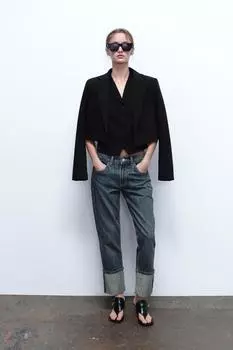 Джинсы trf slim leg средней посадки ZARA, темно-синий