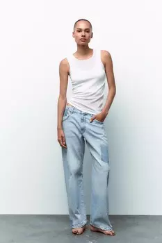 Джинсы trf slouchy curve leg ZARA, светло-голубой