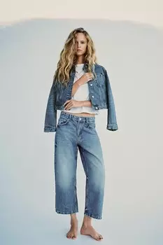 Джинсы trf свободного кроя со средней посадкой ZARA, синий
