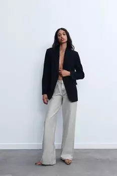 Джинсы trf wide leg brillos средняя талия ZARA, серебряный