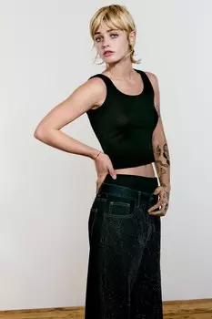 Джинсы trf wideleg diamant со средней талией ZARA, темный индиго