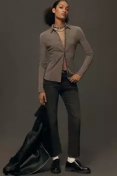 Джинсы укороченные Frame Le Jane кроя с высокой посадкой, черный / серый