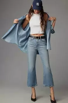 Джинсы укороченные Good American Good Legs Mini Bootcut, светло-синий