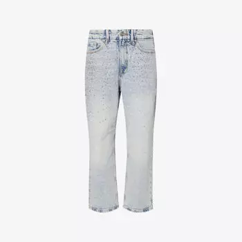 Джинсы укороченные Good American винтажные, синий