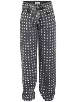 Джинсы, украшенные заклепками Haikure, серый