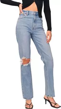 Джинсы Ultra High Rise 90s Straight Jean Abercrombie & Fitch, цвет Medium/Destroy