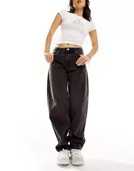 Джинсы Uma со средней посадкой, черного цвета Monki