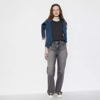 Джинсы Uniqlo женские прямые широкие, серый