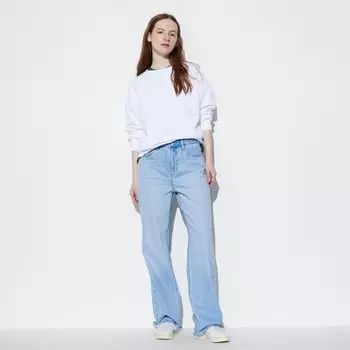 Джинсы Uniqlo женские прямые широкие, голубой