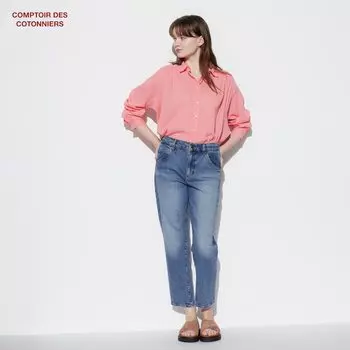 Джинсы Uniqlo женские с напуском, синий