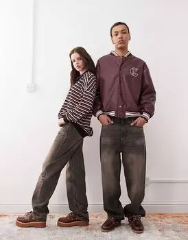 Джинсы унисекс мешковатого кроя Weekday Galaxy черного цвета с эффектом грязной ржавчины