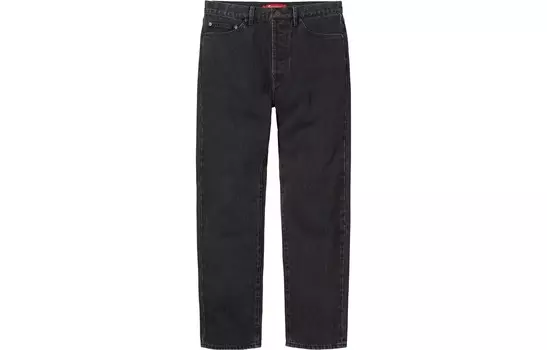 Джинсы унисекс стираные черные Supreme, черный