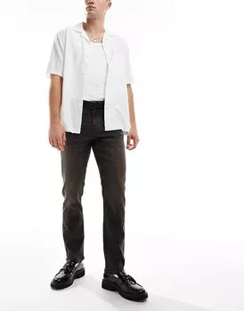 Джинсы узкого кроя ASOS DESIGN черного цвета с коричневым оттенком