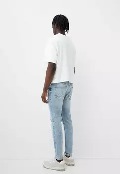 Джинсы узкого кроя Bershka, светло-голубой