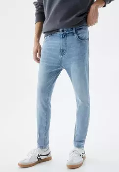 Джинсы узкого кроя Carrot PULL&BEAR, цвет stone blue denim