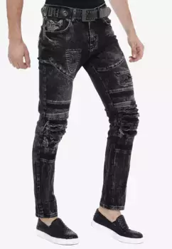 Джинсы узкого кроя Cipo & Baxx, поношенные, прямого кроя, серый