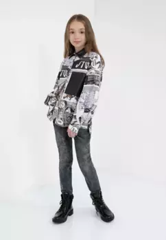 Джинсы узкого кроя Gulliver, потертые, серый