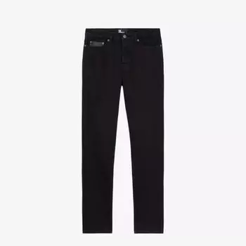 Джинсы узкого кроя из эластичного денима с кожаными карманами The Kooples, черный