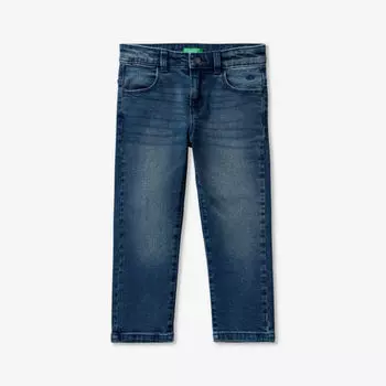 Джинсы узкого кроя из эластичного денима с накладными карманами 18 месяцев-6 лет Benetton, синий