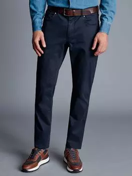 Джинсы узкого кроя из твила с 5 карманами Charles Tyrwhitt, темно-синий