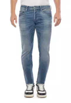 Джинсы узкого кроя Le Temps Des Cerises "JEAN HOMME GARDE" с модной потертой, синий