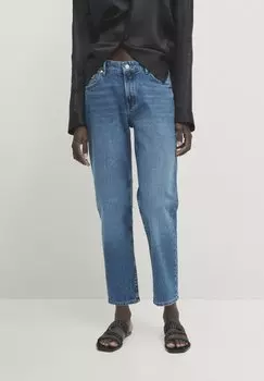 Джинсы узкого кроя MID-WAIST CROPPED Massimo Dutti, цвет light blue