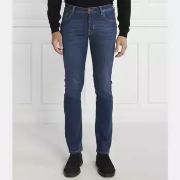 Джинсы узкого кроя никелевого цвета Jacob Cohen, синий