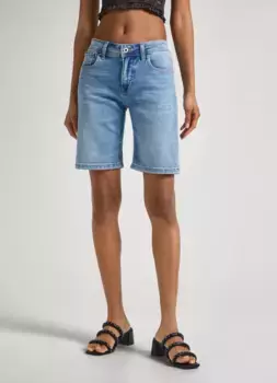 Джинсы узкого кроя Pepe Jeans "Шорты SLIM SHORT MW", голубой