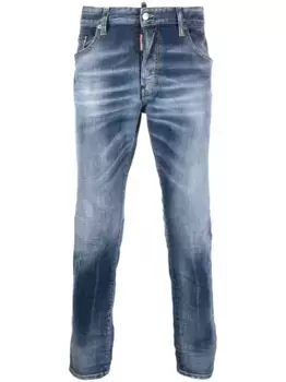 Джинсы узкого кроя с эффектом потертости DSQUARED2, синий