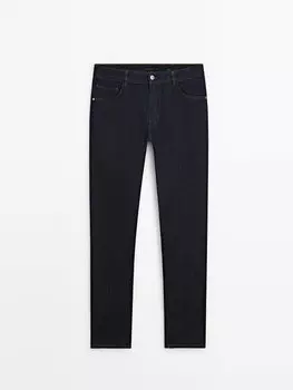 Джинсы узкого кроя с глубоким полосканием Massimo Dutti, индиго