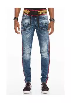 Джинсы узкого кроя с кулиской на талии CIPO & BAXX, синий
