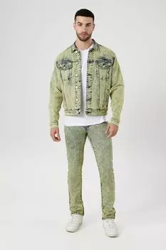 Джинсы узкого кроя с минеральной стиркой Forever 21, желтый