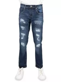 Джинсы узкого кроя с потертостями для мальчика X Ray, темно-синий