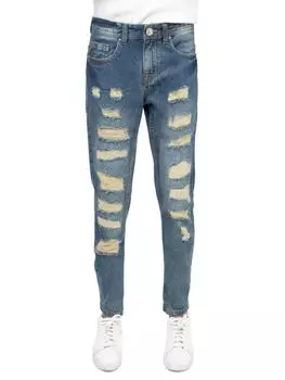 Джинсы узкого кроя с потертостями для мальчика X Ray, синий