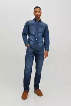 Джинсы узкого кроя с пришитыми задними карманами Jack & Jones, синий